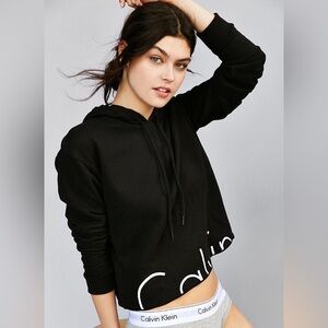 Calvin Klein Black cropped hoodie pullover